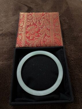 Pale Green Jade Bangle Bracelet